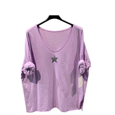 Plain cotton top with Star print