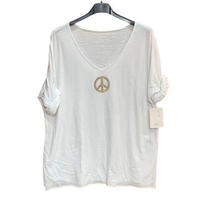 Plain cotton top with Peace print