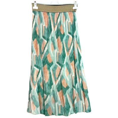 Geometric print pleated skirt