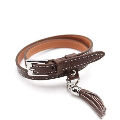 Women's leather bracelet with charm