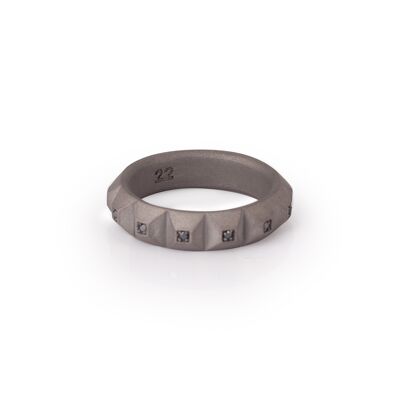 Ring collection borchie made in titanium and 13 black diamonds -19