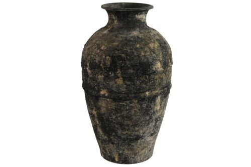 JARRON TERRACOTA 26X26X46,5 ENVEJECIDO GRIS OSCURO JR209564