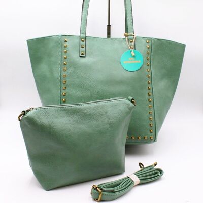 Reversible tote bag with pouch