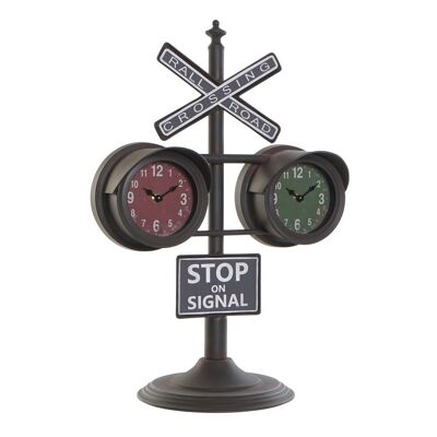 Iron Glass Table Clock 36X22X52 Traffic Light RE187289