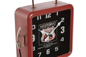 HORLOGE DE TABLE EN MÉTAL 18X10X34 STATION-ESSENCE ROUGE RE209977 2