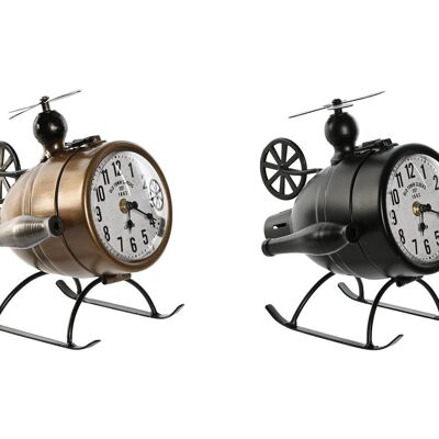 Metal Table Clock 18X23X24 Helicopter 2 Assortment. RE209826