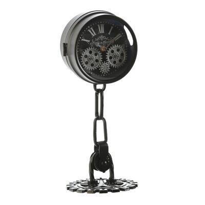 Metal Glass Table Clock 18X17X40.5 Black RE209245