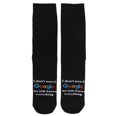 GOOGLE black socks with a message