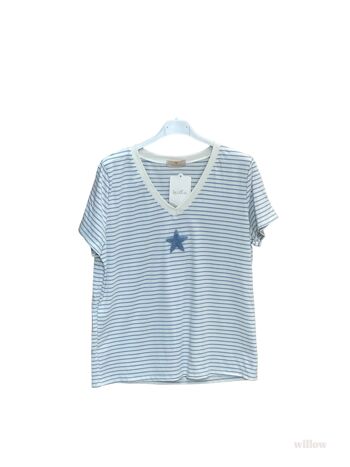 T-shirt rayé marinière étoile brodée 1