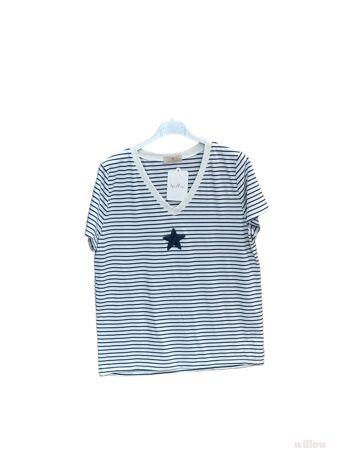T-shirt rayé marinière étoile brodée 2