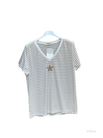 T-shirt rayé marinière étoile brodée 3
