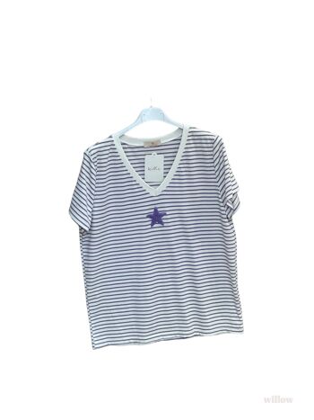 T-shirt rayé marinière étoile brodée 4