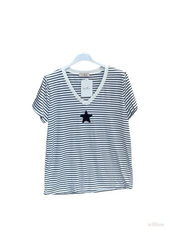T-shirt rayé marinière étoile brodée 10