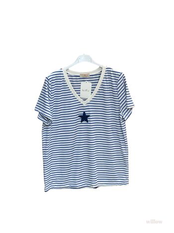 T-shirt rayé marinière étoile brodée 12