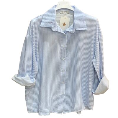 Camicia in garza di cotone rigata