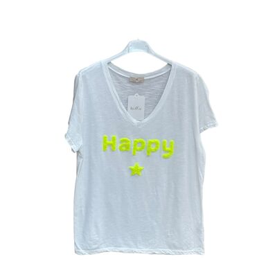 Gesticktes Happy-T-Shirt