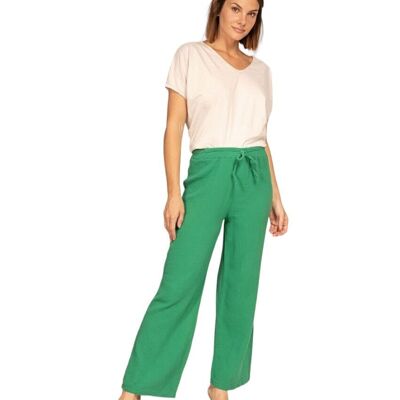 Plain cotton gauze pants