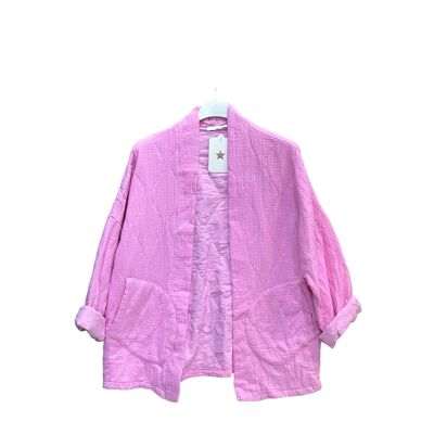 #5230 Chaqueta kimono ondulada en gasa de algodón