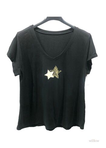 T-shirt coton double étoile au col 4