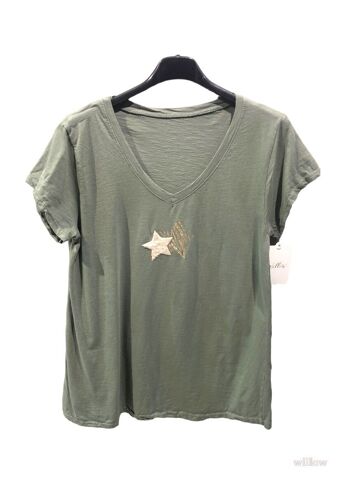 T-shirt coton double étoile au col 7