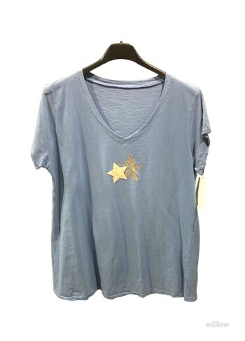 T-shirt coton double étoile au col 8