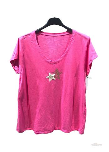 T-shirt coton double étoile au col 14