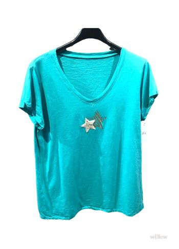 T-shirt coton double étoile au col 15