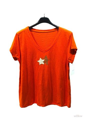 T-shirt coton double étoile au col 17