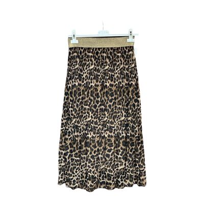 falda plisada de leopardo