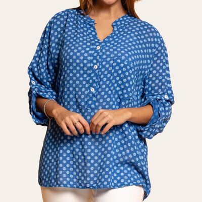 Camicia in garza di cotone a pois