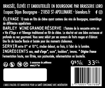 Bière artisanale Barley Wine vieillie 10 mois en fût de chêne 9% 4