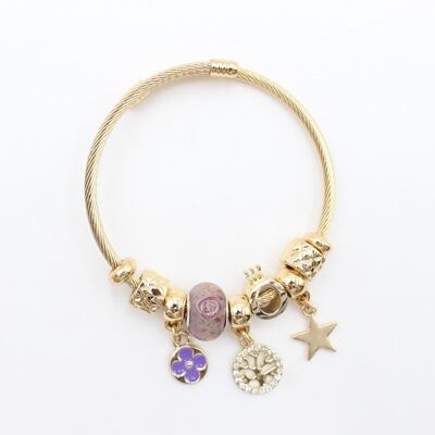 Bracelet charms étoile, arbre de vie, trèfle