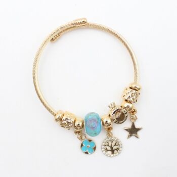 Bracelet charms étoile, arbre de vie, trèfle 3
