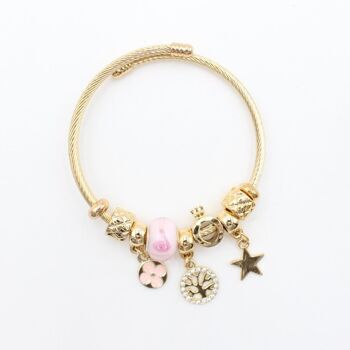 Bracelet charms étoile, arbre de vie, trèfle 5