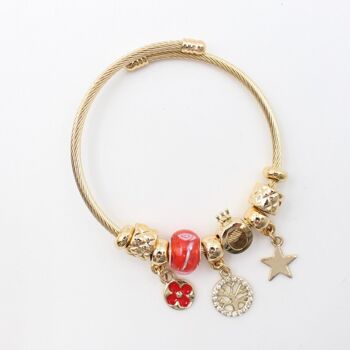 Bracelet charms étoile, arbre de vie, trèfle 8