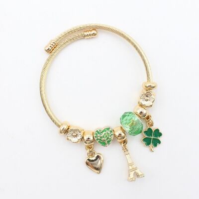 Clover, heart, Paris charm bracelet