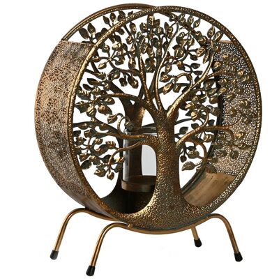 PORTAVELA METAL CRISTAL 30X11X36 ARBOL DORADO PV209251