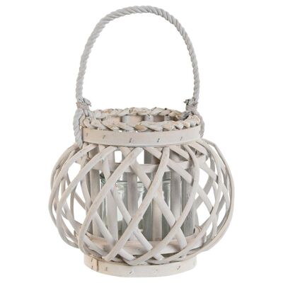 CRYSTAL WICKER CANDLE HOLDER 23X23X18 WHITE PV214161