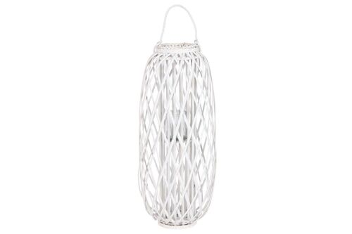 Portavela Mimbre Cristal 34X34X80 Blanco PV214158