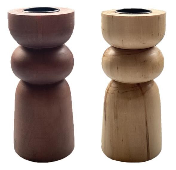 KERZENHALTER AUS KIEFER 7X7X17 FÜR TEEKERZE 2 SURT. PV206450