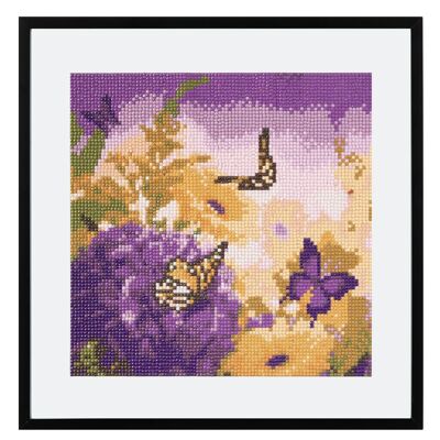 Peinture diamant fleurs et papillons, 30x30 cm, forets ronds