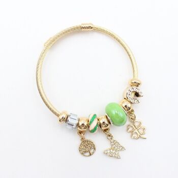 Bracelet charms arbre de vie, papillon et trèfle 1