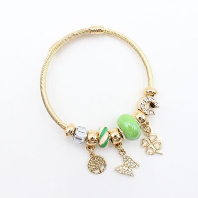 Tree of life, butterfly and clover charm bracelet