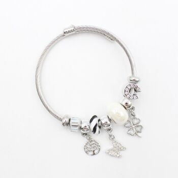 Bracelet charms arbre de vie, papillon et trèfle 5