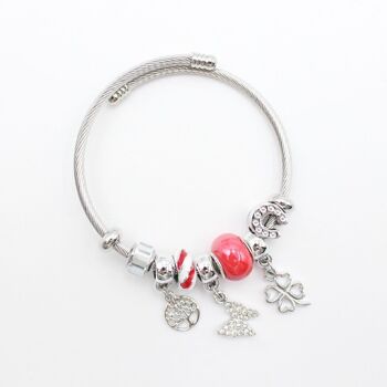 Bracelet charms arbre de vie, papillon et trèfle 12