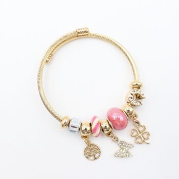Bracelet charms arbre de vie, papillon et trèfle 14