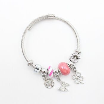 Bracelet charms arbre de vie, papillon et trèfle 15