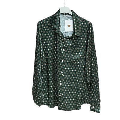 Viscose shirt with round print pocket