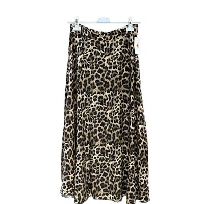 Gonna in viscosa stampa leopardo