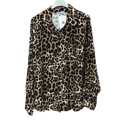 Leopard print viscose shirt